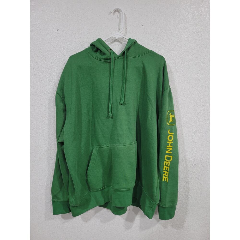 John Deere Men's Green‎ Hooded Sweatshirt Hoodie size XL #15